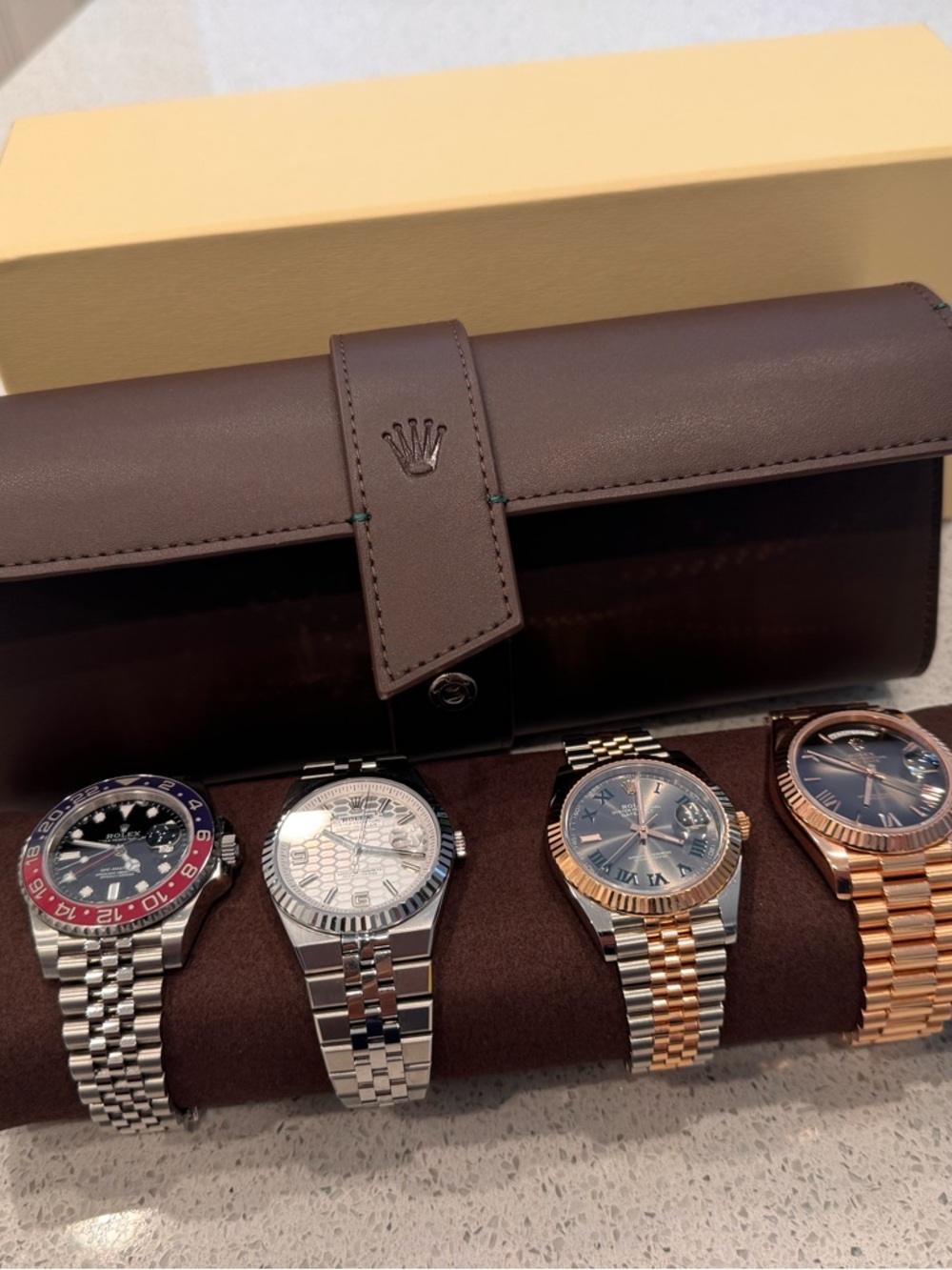 Rolex Dark Brown Leather Watch Travel Roll - Picture 6 of 9